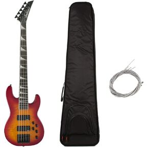 Jackson JS Series Concert Bass JS3VQ 5-String Electric Guitar (Right-Handed, Cherry Burst) Bundle with Polyester Protective Hardshell Gig Bag with Zipper Pocket (Black), and Steel Strings (3 Items) in Kuwait