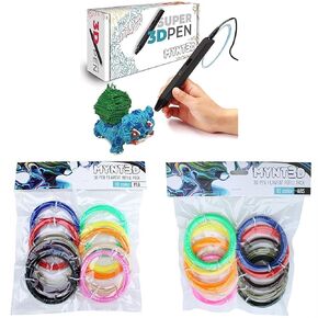 MYNT3D Super 3D Pen, 1.75mm ABS and PLA Compatible 3D Printing Pen & PLA 3D Pen Filament Refill Pack (10 Color, 3m Each) & ABS 3D Pen Filament Refill Pack (10 Color, 3m Each) in Kuwait