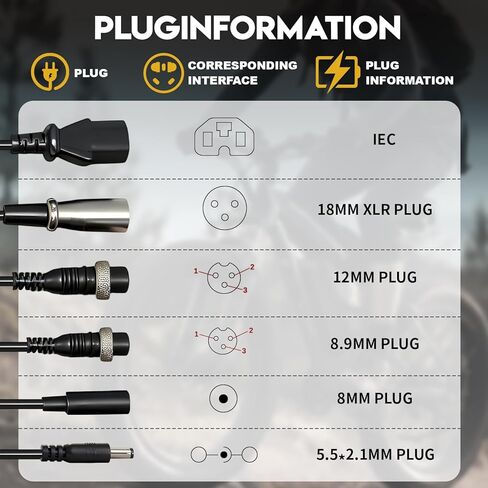 شاحن بطارية سريع 54.6 فولت 3 أمبير للسكوتر الكهربائي، هوفر بورد، سكوتر إلكتروني، دراجة كهربائية، بديل عالمي 7 في 1 لبطارية ليثيوم 48 فولت مدخل 100-240 فولت، متوافق مع سيجواي، فولبام، جيتسون in Kuwait