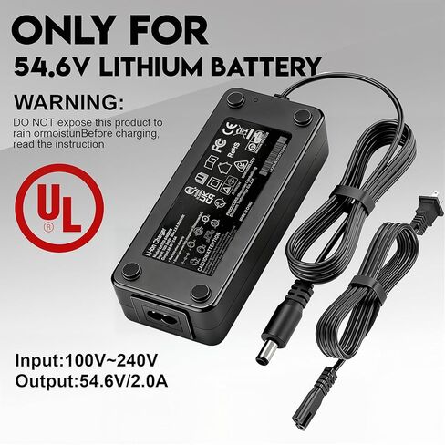 شاحن بطارية سريع 54.6 فولت 3 أمبير للسكوتر الكهربائي، هوفر بورد، سكوتر إلكتروني، دراجة كهربائية، بديل عالمي 7 في 1 لبطارية ليثيوم 48 فولت مدخل 100-240 فولت، متوافق مع سيجواي، فولبام، جيتسون in Kuwait