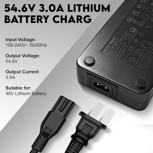 شاحن بطارية سريع 54.6 فولت 3 أمبير للسكوتر الكهربائي، هوفر بورد، سكوتر إلكتروني، دراجة كهربائية، بديل عالمي 7 في 1 لبطارية ليثيوم 48 فولت مدخل 100-240 فولت، متوافق مع سيجواي، فولبام، جيتسون in Kuwait