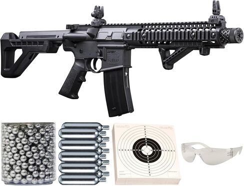 حزمة بندقية ArmyBoy Crosman DPMS SBR Full Auto CO2 BB Gun، بندقية هوائية تكتيكية .177 كال - تتضمن المجموعة: بندقية + BBS + CO2 + أهداف + نظارات + سوار معصم in Kuwait