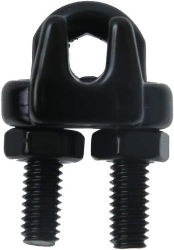 10 عبوات 1/8 بوصة M3 316 مشبك كابل سلك من الفولاذ المقاوم للصدأ، مشبك سلك حبل تثبيت على شكل حرف U، يستخدم للتزوير، أنظمة الدرابزين المؤقتة واللافتات المعلقة (M3، أسود) in Kuwait