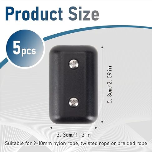 5 قطع مشابك حبل، مشبك حبل مزدوج 1/2 بوصة، موصل حبل بلاستيكي أسود، مشابك حبل قابلة لإعادة الاستخدام لتسلق الصخور، مشابك تثبيت لحلقة حبل نايلون 9-10 مم وحبل مضفر in Kuwait