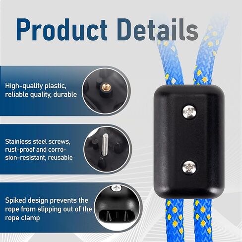 5 قطع مشابك حبل، مشبك حبل مزدوج 1/2 بوصة، موصل حبل بلاستيكي أسود، مشابك حبل قابلة لإعادة الاستخدام لتسلق الصخور، مشابك تثبيت لحلقة حبل نايلون 9-10 مم وحبل مضفر in Kuwait