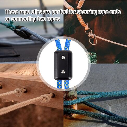 5 قطع مشابك حبل، مشبك حبل مزدوج 1/2 بوصة، موصل حبل بلاستيكي أسود، مشابك حبل قابلة لإعادة الاستخدام لتسلق الصخور، مشابك تثبيت لحلقة حبل نايلون 9-10 مم وحبل مضفر in Kuwait
