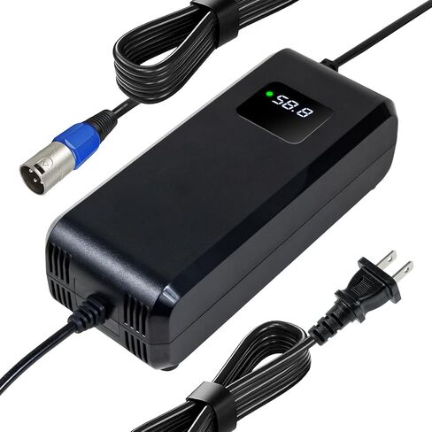 YZPOWER 58.8V 2A Power Charger Adapter for 52V 14s Lithium Battery Pack Compatible with DC 1Prong 5.52.1mmConnector,52 Volt Li-ion Charger with Display and Built-in Fan in Kuwait