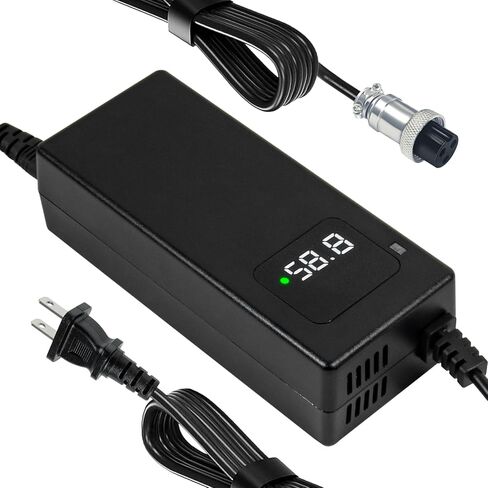 YZPOWER 58.8V 2A Power Charger Adapter for 52V 14s Lithium Battery Pack Compatible with DC 1Prong 5.52.1mmConnector,52 Volt Li-ion Charger with Display and Built-in Fan in Kuwait