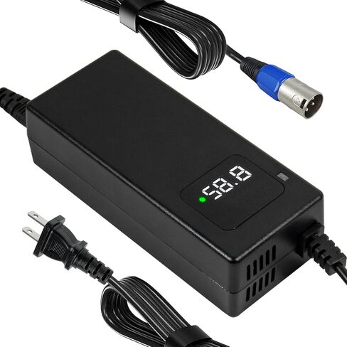 YZPOWER 58.8V 2A Power Charger Adapter for 52V 14s Lithium Battery Pack Compatible with DC 1Prong 5.52.1mmConnector,52 Volt Li-ion Charger with Display and Built-in Fan in Kuwait