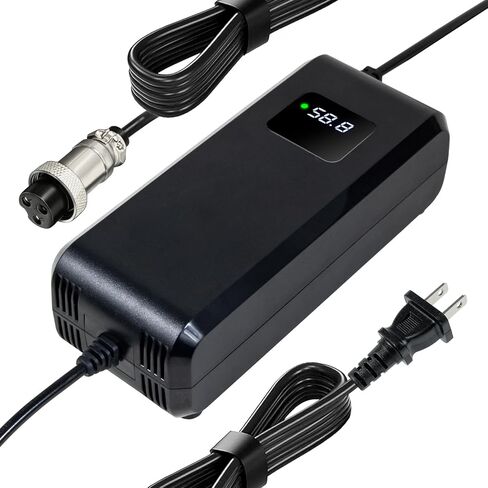 YZPOWER 58.8V 2A Power Charger Adapter for 52V 14s Lithium Battery Pack Compatible with DC 1Prong 5.52.1mmConnector,52 Volt Li-ion Charger with Display and Built-in Fan in Kuwait