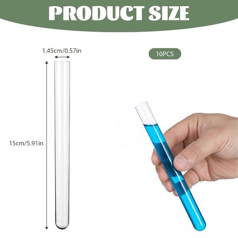 10 Pcs Plastic Test Tubes with Cork Stoppers, 15x150mm 15ml, Clear Vials with Seal Cap Container Transparent Test Tubes with Cork Stoppers for Jewelry Seed Beads Powder Spice Liquid Storage in Saudi Arabia