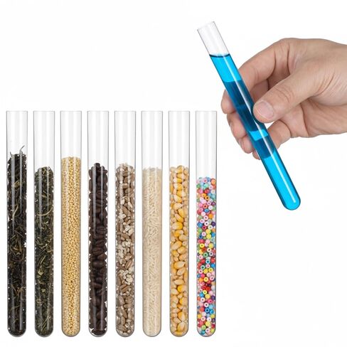 10 Pcs Plastic Test Tubes with Cork Stoppers, 15x150mm 15ml, Clear Vials with Seal Cap Container Transparent Test Tubes with Cork Stoppers for Jewelry Seed Beads Powder Spice Liquid Storage in Saudi Arabia