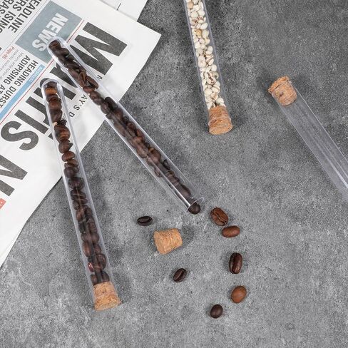 10 Pcs Plastic Test Tubes with Cork Stoppers, 15x150mm 15ml, Clear Vials with Seal Cap Container Transparent Test Tubes with Cork Stoppers for Jewelry Seed Beads Powder Spice Liquid Storage in Saudi Arabia