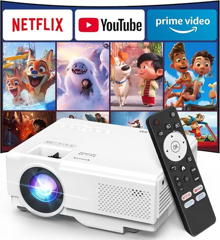 NISOO Mini Projector with WiFi and Bluetooth, 1080P Outdoor Movie Projector | 2-way Bluetooth Speaker, WiFi6, 1080P home theater, Compatible with Phone/PC/TV Stick/Roku/PS/DVD/HDMI/USB, Timer shutdown in Saudi Arabia