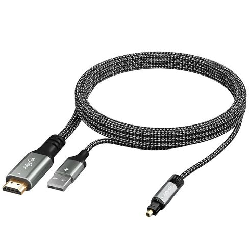 Unidirectional 192KHz HDMI ARC/eARC to Optical Toslink SPDIF Audio Extractor Splitter Converter Cable 4 Ft, USB Powered Digital Adapter for HDTV to Soundbar Home Theater Amplifier Old Speaker in Saudi Arabia
