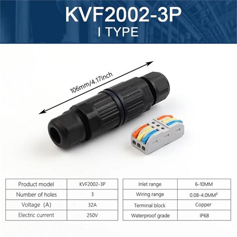 IP68 Waterproof Electrical Cable Connector, Outdoor 3 Way Junction Box, Wire Connectors with Replaceable Lever in Kuwait