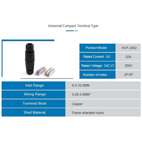 IP68 Waterproof Electrical Cable Connector, Outdoor 3 Way Junction Box, Wire Connectors with Replaceable Lever in Kuwait