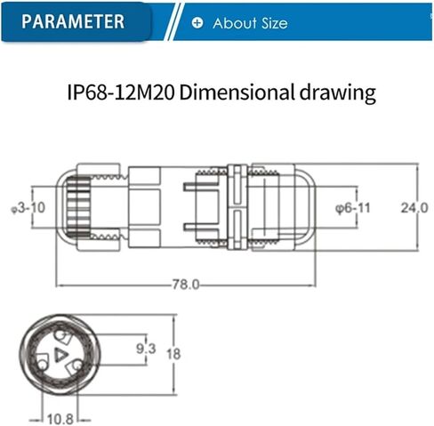 IP68 Waterproof Wire Connector Cable Adapter 3-10mm/6-11mm Outdoor Socket Waterproof Straight Screw Fixing Connectors in Kuwait