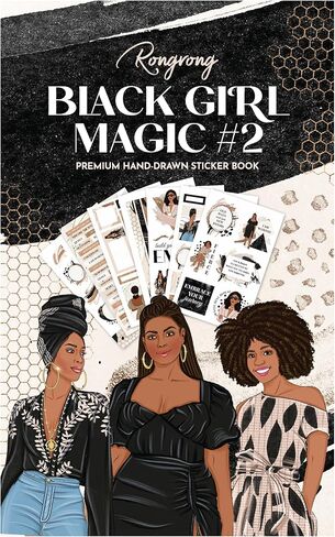 Rongrong Black Girl Magic Planner Stickers Book Volume 2 for Planners, Calendars, Journals, Vision Boards and Projects – Premium Quality, Hand Drawn – Scrapbook Accessories - 24 Pages in Kuwait