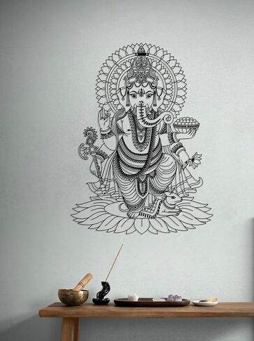 Metal Gold Ganesha Wall Decor, 14" Ganesha Statutes, Ganesha Decoration, Ganesh Statute, Ganesha Metal Wall Art, Ganapati Decorations, Hindu Wall Art and Decor, Indian Wall Decor, Elephant Decor, in Kuwait