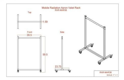 X-Ray Apron Rack (Mobile) - 36" Wide, Valet Style, 5 Hangers in Kuwait