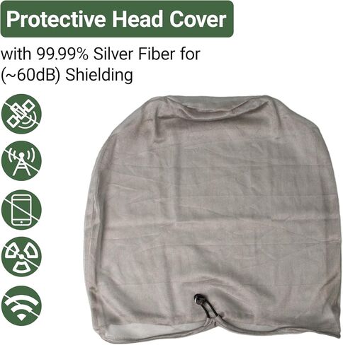 Protective Head Cover with Pure Silver Fiber, Faraday Hat with Drawstring, Breathable High Shielding Hat, Protects Head Neck Face from 5G, Wi-Fi in Kuwait