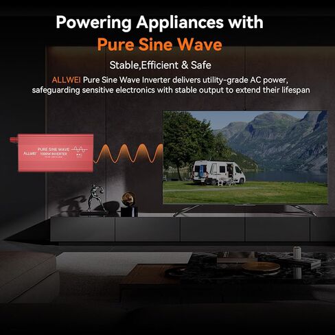 Allwei 2000W Pure Geb Wave Inverter 12V DC إلى محول AC 110V ، Surge 4000W ، 2 مآخذ AC ، شاشة LCD ، عولات الطاقة للمركبات ، RV ، الشاحنة ، المنزل ، العاكس الطاقة الشمسية وخارج الشبكة ، وحدة تحكم عن بُعد in Kuwait