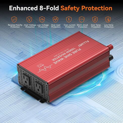 Allwei 2000W Pure Geb Wave Inverter 12V DC إلى محول AC 110V ، Surge 4000W ، 2 مآخذ AC ، شاشة LCD ، عولات الطاقة للمركبات ، RV ، الشاحنة ، المنزل ، العاكس الطاقة الشمسية وخارج الشبكة ، وحدة تحكم عن بُعد in Kuwait