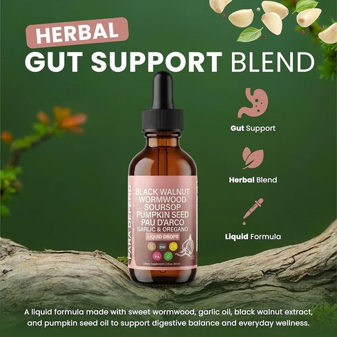 قطرات سائلة للتنظيف العشبي من ريسيليا - مستخلص الجوز الأسود والشيح مع بذور اليقطين والثوم والكركم - صبغة نباتية خالية من الكحول لدعم الصحة الهضمية واليومية، 2 أونصة سائلة in Kuwait