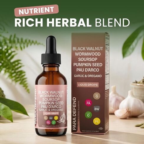 قطرات سائلة للتنظيف العشبي من ريسيليا - مستخلص الجوز الأسود والشيح مع بذور اليقطين والثوم والكركم - صبغة نباتية خالية من الكحول لدعم الصحة الهضمية واليومية، 2 أونصة سائلة in Kuwait