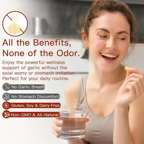 Aged Garlic Extract,Odorless Organic Garlic Capsules for Heart & Immune Antioxidant Supplements,Vegetarian,Non-GMO,Gluten-Free, All-Natural,300 Softgels in Kuwait
