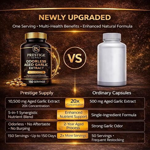 2026 Aged Garlic Extract, 10500mg Odorless Garlic Supplements with Magnesium, Chromium, B1 & B9, Supports Immune Health & Heart Function & High Blood Pressure | 2 Years Matured | 300 Softgels in Saudi Arabia