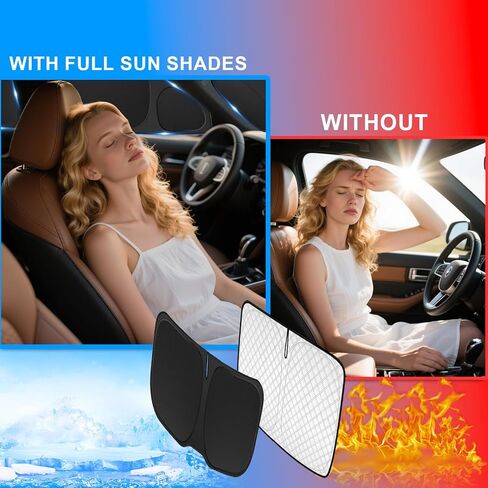 Car Windshield Sun Shade Custom Fit Honda Accord 2013-2017, [2024 Upgrade] Thicken Front Window Reflector Sunshade with Storage Bags, Foldable Sun Visor Interior Protection Blocks Heat and Sun in Kuwait