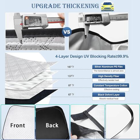 Car Windshield Sun Shade Custom Fit Honda Accord 2013-2017, [2024 Upgrade] Thicken Front Window Reflector Sunshade with Storage Bags, Foldable Sun Visor Interior Protection Blocks Heat and Sun in Kuwait