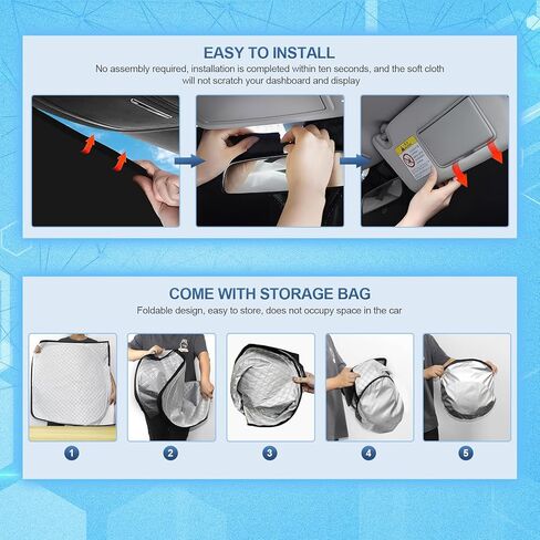 Car Windshield Sun Shade Custom Fit Honda Accord 2013-2017, [2024 Upgrade] Thicken Front Window Reflector Sunshade with Storage Bags, Foldable Sun Visor Interior Protection Blocks Heat and Sun in Kuwait