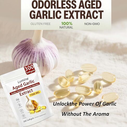 لومين مستخلص الثوم المعمر عديم الرائحة - - Lemeli مستخلص الثوم المعمر 300 كبسولة هلامية | عضوي، غير معدّل وراثيًا، خالي من الغلوتين | يدعم صحة المناعة in Kuwait