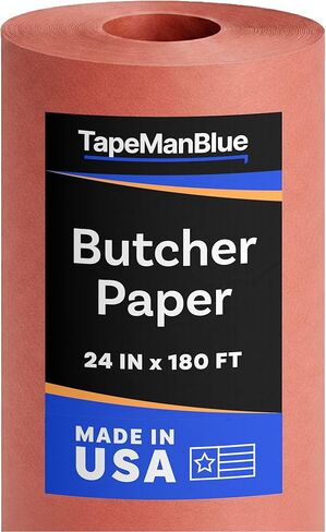 لفة ورق الجزار الوردي، 24 بوصة × 2160 بوصة (180 بوصة)، مصنوعة في الولايات المتحدة الأمريكية، 40 رطل. لفة من ورق الجزار للطعام للمدخن، أو تغليف، أو تخزين اللحوم، وإكسسوارات الشواء، غير مشمع وغير مطلي in Kuwait