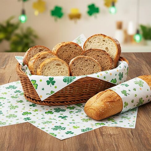 ورق شمع عيد القديس باتريك من GROBRO7 - 150 ورقة من ورق ديلي بنمط نجوم شامروك، 9.8 × 8.3 بوصة، غلاف طعام مقاوم للدهون ومقاوم للماء للاستعمال مرة واحدة لبطانة سلة النزهة، مستلزمات حفلات الخبز في المطبخ in Kuwait