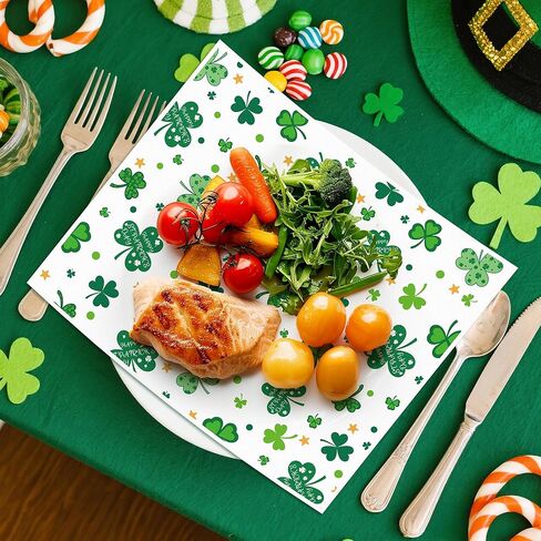 ورق شمع عيد القديس باتريك من GROBRO7 - 150 ورقة من ورق ديلي بنمط نجوم شامروك، 9.8 × 8.3 بوصة، غلاف طعام مقاوم للدهون ومقاوم للماء للاستعمال مرة واحدة لبطانة سلة النزهة، مستلزمات حفلات الخبز في المطبخ in Kuwait