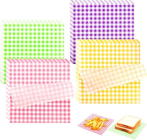 200PCS Checkered Wax Paper Sheets for food 7x7 Inch Checkered Deli Paper Sheets Food Basket Liners for Sandwich Burger Bread Greaseproof Food Wrapping for Picnic Party Picnic in Saudi Arabia
