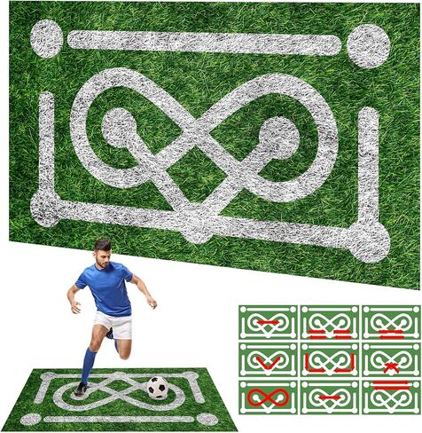 العشب التدريبي على المراوغة لكرة القدم بطول 5 أقدام × 3 أقدام - حصيرة تدريب مهارة إتقان كرة القدم المحمولة للتحكم في الكرة وتدريبات حركة القدم - مصممة لعشاق كرة القدم in Kuwait