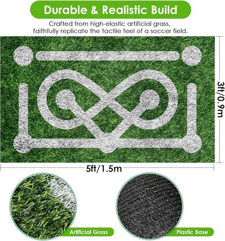 العشب التدريبي على المراوغة لكرة القدم بطول 5 أقدام × 3 أقدام - حصيرة تدريب مهارة إتقان كرة القدم المحمولة للتحكم في الكرة وتدريبات حركة القدم - مصممة لعشاق كرة القدم in Kuwait