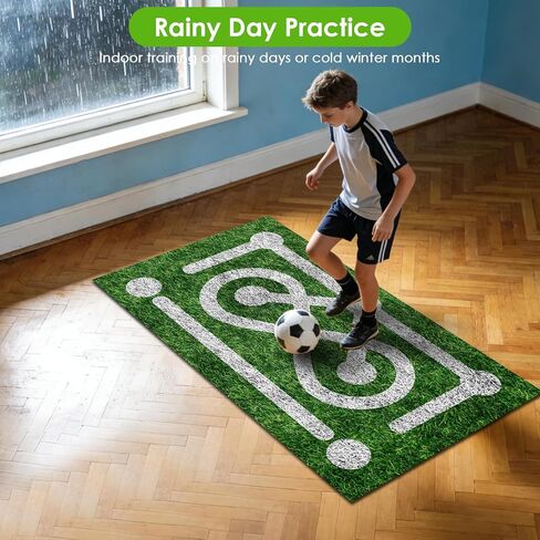 العشب التدريبي على المراوغة لكرة القدم بطول 5 أقدام × 3 أقدام - حصيرة تدريب مهارة إتقان كرة القدم المحمولة للتحكم في الكرة وتدريبات حركة القدم - مصممة لعشاق كرة القدم in Kuwait