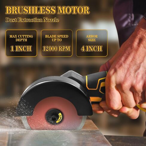 4" Mini Cordless Circular Saw Compatible with Dewalt 20V MAX Battery Max 12000RPM, 500W, Cutting Depth 25mm, Brushless Cut Off Tool and Compact, for Wood Metal Plastic (Bare Tool Only) in Saudi Arabia