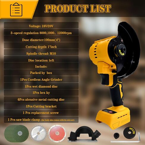 4" Mini Cordless Circular Saw Compatible with Dewalt 20V MAX Battery Max 12000RPM, 500W, Cutting Depth 25mm, Brushless Cut Off Tool and Compact, for Wood Metal Plastic (Bare Tool Only) in Saudi Arabia