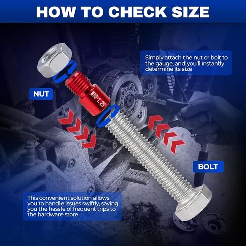 Nut and Bolt Thread Checker - 44 PCS Thread Gauges Set 23 SAE Inch & 21 Metric with Detachable Design & Etched Sizes in Foam Case, Ideal for Hard-to-Reach Areas, Quick Bolt Size Identification in Kuwait