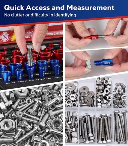 Housolution Thread Checker, 58PCS Nut and Bolt Thread Checker Set, 32 Standard and 26 Metric Bolt Size Finder for Quickly Identify on Tricky and Narrow Area in Kuwait