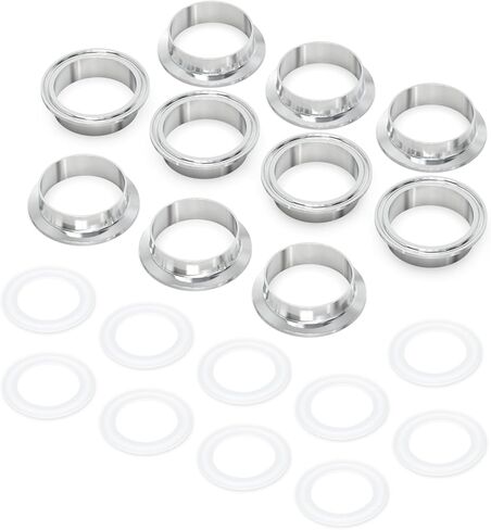 TAISHER 10 قطع 304 من الفولاذ المقاوم للصدأ 1.5 بوصة أنبوب OD Weld Clamp تركيبات الأنابيب الصحية 1.5 بوصة مشبك ثلاثي 50.5 مم شفة الطويق مع 10 قطع جوانات من السيليكون in Saudi Arabia