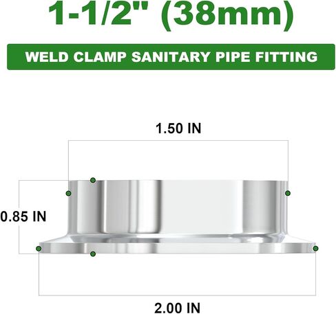 TAISHER 10 قطع 304 من الفولاذ المقاوم للصدأ 1.5 بوصة أنبوب OD Weld Clamp تركيبات الأنابيب الصحية 1.5 بوصة مشبك ثلاثي 50.5 مم شفة الطويق مع 10 قطع جوانات من السيليكون in Saudi Arabia