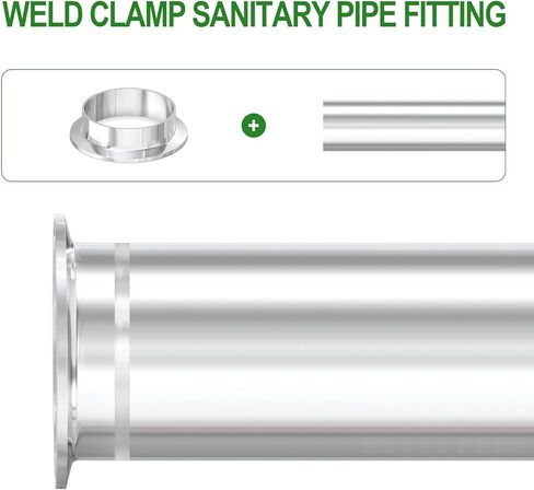 TAISHER 10 قطع 304 من الفولاذ المقاوم للصدأ 1.5 بوصة أنبوب OD Weld Clamp تركيبات الأنابيب الصحية 1.5 بوصة مشبك ثلاثي 50.5 مم شفة الطويق مع 10 قطع جوانات من السيليكون in Saudi Arabia